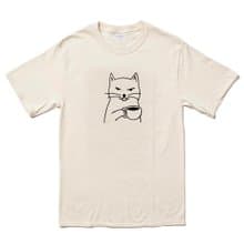 Cat Coffee 短袖T恤 米色 貓咪咖啡狗趣味貓之日禮物文青