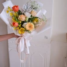 橘色夏天 鬱金香 非洲菊 鮮花花束/限台中地區