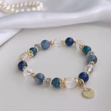 療癒 藍晶石 白月光 青金石 白水晶 磷灰石 灰月光 天然水晶手鏈