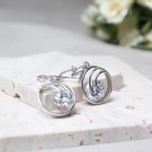 【SWS飾品】圓圈鏤空鋯石耳環。純銀耳環 / 鋯石 / 925純銀