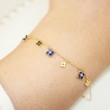 【花舞】18K金 藍寶石x鑽石 垂墜小花手鍊