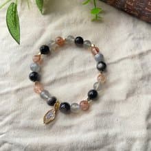 銀曜石/黑金超七/拉長石 水晶手鍊