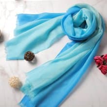 喀什米爾羔羊毛圍巾披肩 薄款漸層戒指絨 藍色