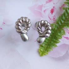 Vintage Jewelry 西洋古董飾品 銀色調 氣質 對稱 仿珠 針式耳環