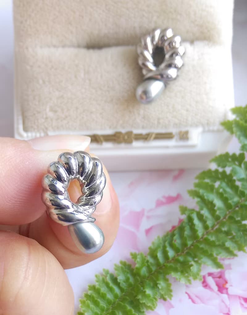 Vintage Jewelry 西洋古董飾品 銀色調 氣質 對稱 仿珠 針式耳環