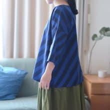 深藍斜紋 四方衣