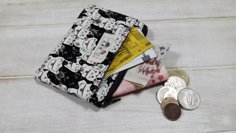 低調黑招財貓零錢包/收納包/卡片包