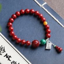 天然原礦硃砂精品紫金砂金榜題名手鏈  硃砂含量高達95%以上