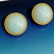 vintage jewelry  典雅仿玉石沁涼 夾式耳環