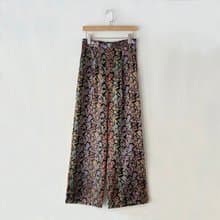 訂製系列-高腰單打折長褲(緞面繡花)