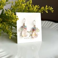 春風 14KGF 粉晶 葡萄石 草莓晶 短耳環 / 耳夾