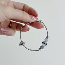 304不鏽鋼 銀月藍心 胎毛手鍊