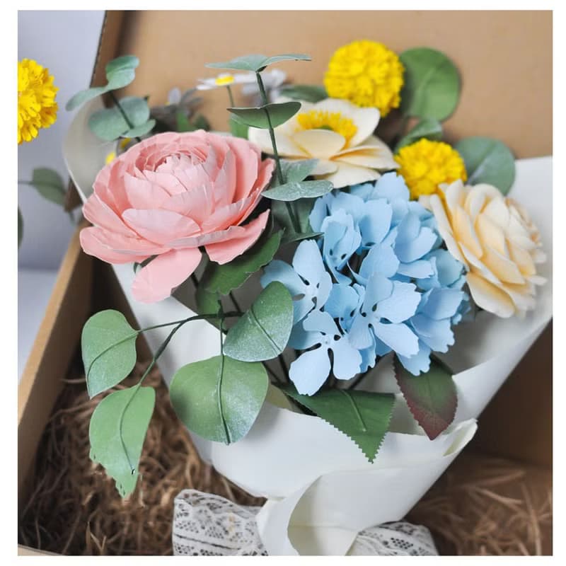 Youthful Blossom - Paper Flowers Bunch In Craft Box