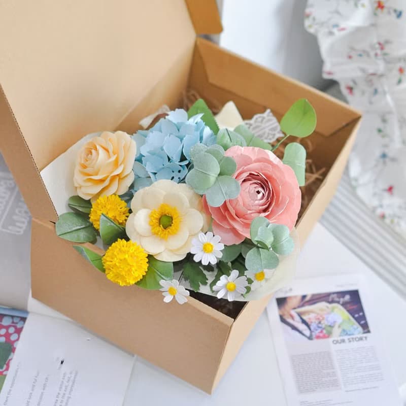 Youthful Blossom - Paper Flowers Bunch In Craft Box
