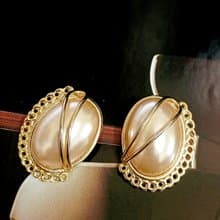 vintage jewelry  華麗貴氣造型珍珠夾式耳環