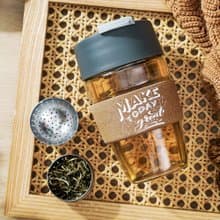 【紅點設計獎】新版茶水分離磁吸泡茶魔力杯-濾茶球 水松木杯套