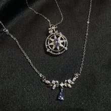 Nuwu 。星辰 月桂葉 坦桑石 丹泉石 海洋之心 純銀 寶石項鍊