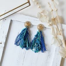 イヤリング/Dome tassel earrings /Hydrangea Blue