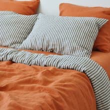 Burnt orange double-sided linen duvet cover / Softened linen / Comforter cover