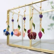 耳針x耳夾水晶花_凋落玫瑰_光點飾品