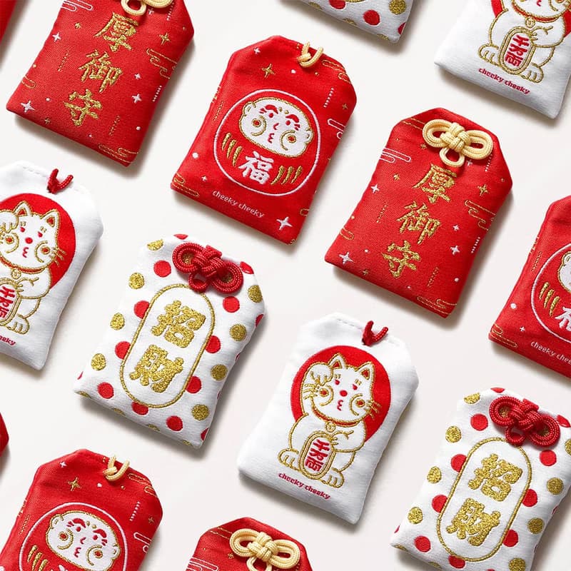 cheeky cheeky 厚面子 達摩 招財貓 御守 中指 招財  刺繡 新年