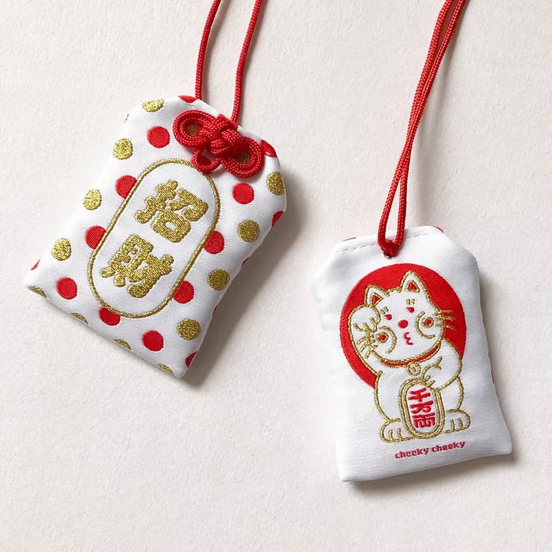 cheeky cheeky 厚面子 達摩 招財貓 御守 中指 招財  刺繡 新年