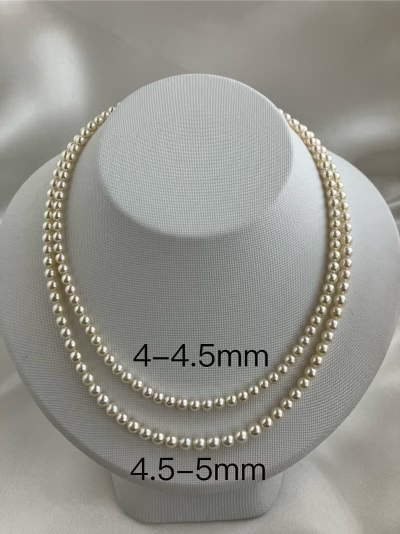 優雅香檳色 日本產 akoya海水珍珠項鍊 4mm4.5mm 高性價比 珠串