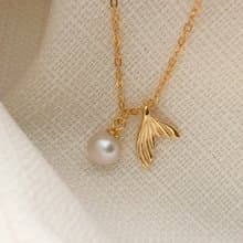 美人魚 海翼珍珠魚尾 純銀項鍊 手工 珍珠 輕珠寶 鎖骨鏈