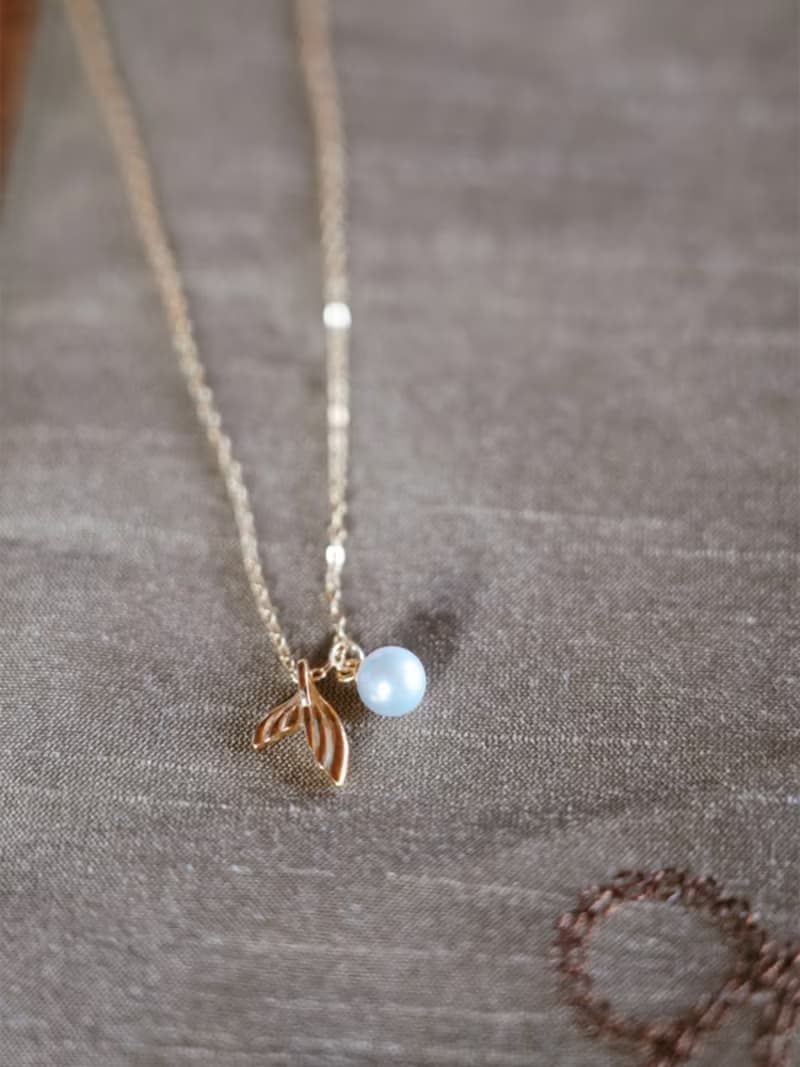美人魚 海翼珍珠魚尾 純銀項鍊 手工 珍珠 輕珠寶 鎖骨鏈