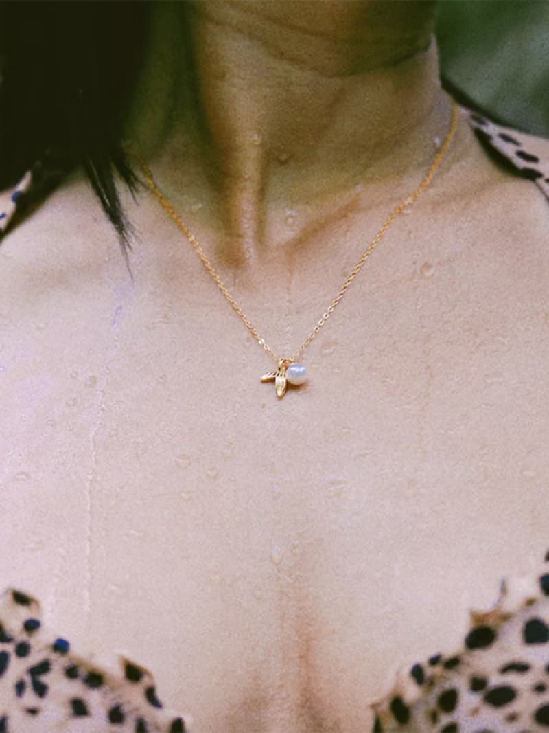 美人魚 海翼珍珠魚尾 純銀項鍊 手工 珍珠 輕珠寶 鎖骨鏈