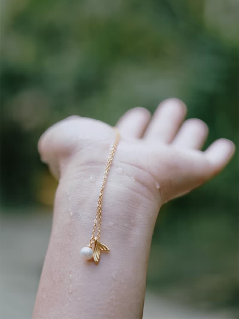 美人魚 海翼珍珠魚尾 純銀項鍊 手工 珍珠 輕珠寶 鎖骨鏈