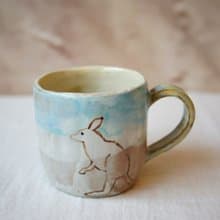 手作粉引 粉彩袋鼠 馬克杯 200ml 咖啡杯 茶杯 水杯