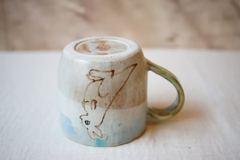手作粉引 粉彩袋鼠 馬克杯 200ml 咖啡杯 茶杯 水杯