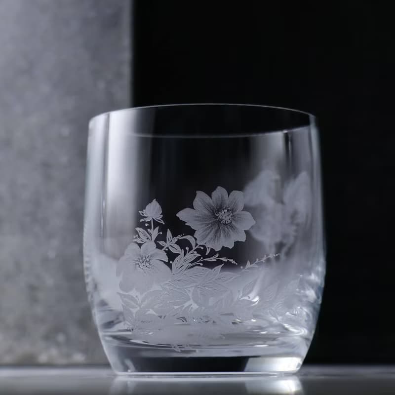 395cc 上海【Lucaris】雞鳴富貴圖中國風生肖雞 無鉛水晶威士忌杯