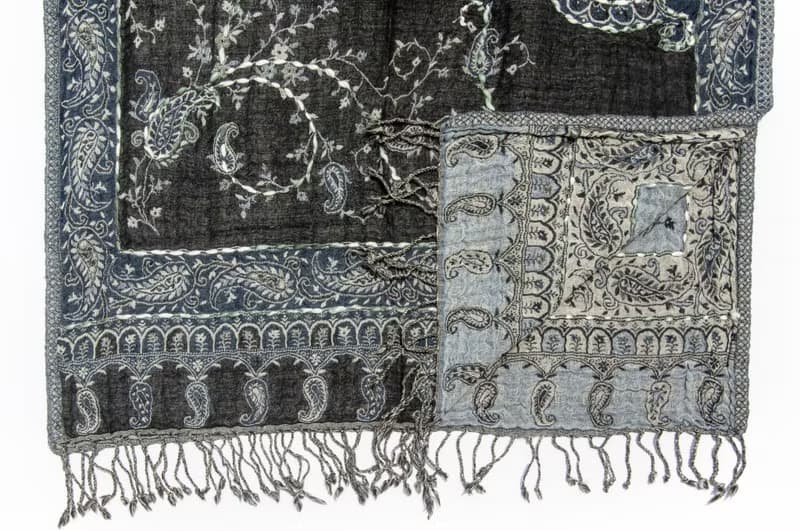 喀什米爾Cashmere/水煮羊毛披肩/針織圍巾/刺繡圍巾/羊絨披巾-花