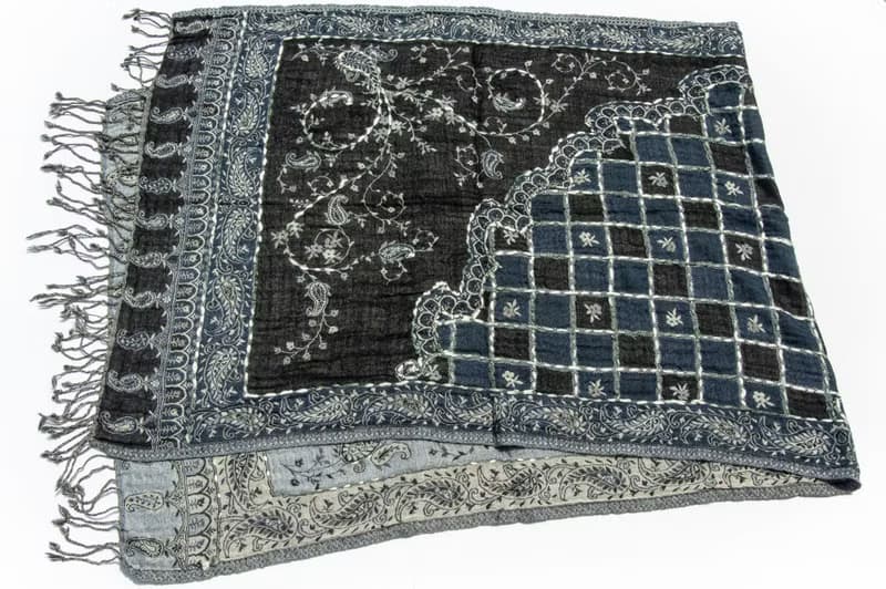 喀什米爾Cashmere/水煮羊毛披肩/針織圍巾/刺繡圍巾/羊絨披巾-花