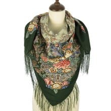 Original Pavlovo Posad Russian Shawl 100% Wool Woolen Scarf 110x110 cm 1624-9