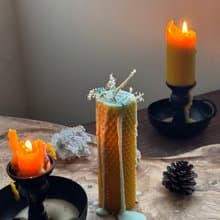 8020 candle 蜂蠟柱狀蠟燭 純精油 水晶 蜂蠟
