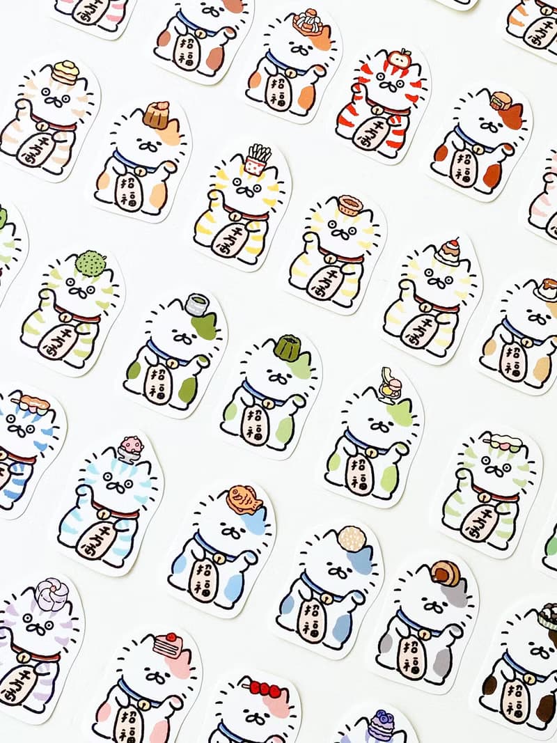 甜點招財貓貼紙包\手帳貼紙\共10款