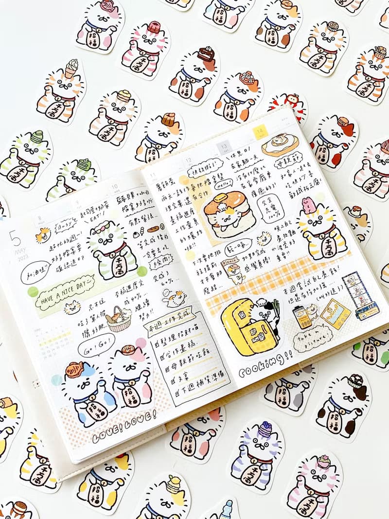 甜點招財貓貼紙包\手帳貼紙\共10款