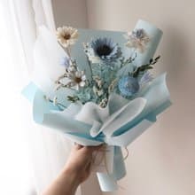 畢業熊花束  冰河藍太陽花花束 向日葵 生日 週年 畢業禮物