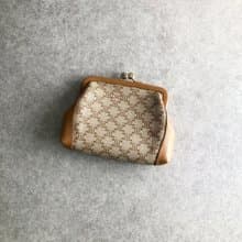 【 日本直送　名牌中古包 】CELINE セリーヌ マカダム 財布 ベージュ PVC レザー がま口 コインケース vintage ヴィンテージ 4zp4nm