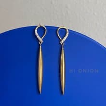 Hi onion原創小眾幾何高級簡約長小眾歐美金屬新款耳釘銀針耳夾