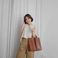 手提包 Signature tote II by WHITEOAKFACTORY - Chocolate brown