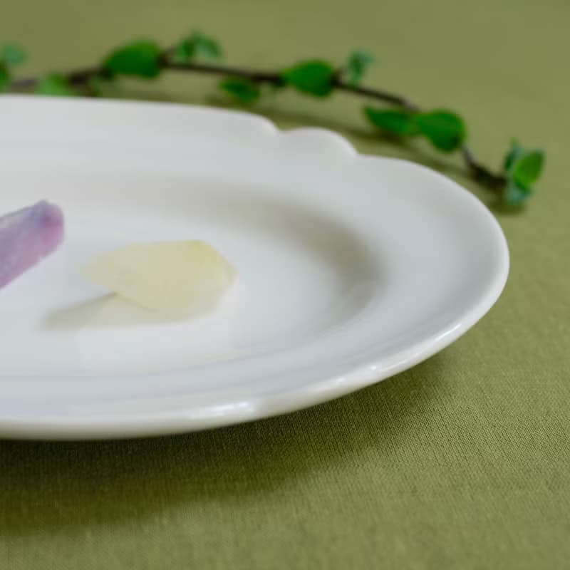 【日常瓷器】橢圓花邊瓷盤/點心盤-平底