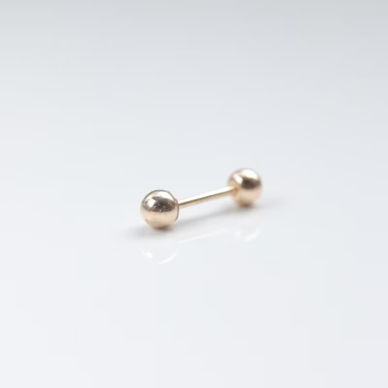 14K (3mm) 金球鎖珠耳環(單個)耳骨 耳窩 不退色