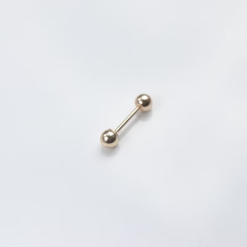 14K (3mm) 金球鎖珠耳環(單個)耳骨 耳窩 不退色