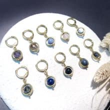 VIIART。出發點。天然石簡約黃銅耳環-可改夾式