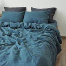 Charcoal teal linen duvet cover / Softened linen / Comforter cover / Quilt cover