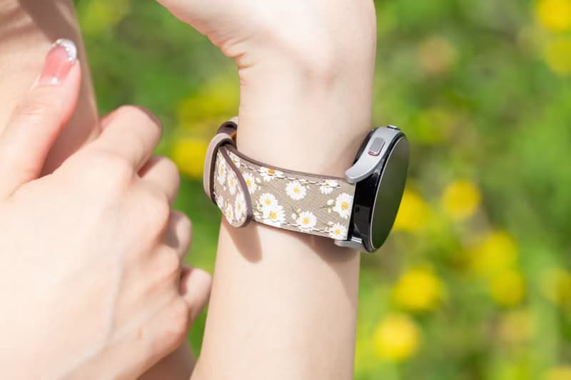 小雛菊牛皮橄欖綠蘋果錶帶Apple Watch 4/5/6/7/8/9/10/SE/Ultra